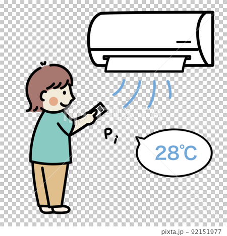 冷房の温度を調節する人 92151977
