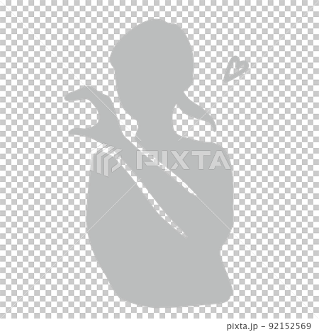 Silhouette illustration of a woman making a gesture of one of the finger hearts Gray Silhouette illustration of a woman making a gesture of one of the finger hearts Gray 92152569