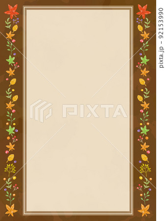 左右を水彩風の秋の植物で飾ったフレーム 92153990