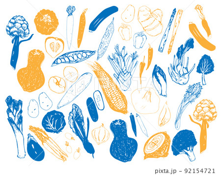 ベジタブルツートーンイラストセット 92154721