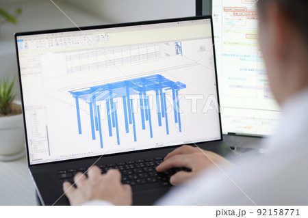 三次元CAD　立体的　3DCG　建築設計　構造　杭基礎 92158771