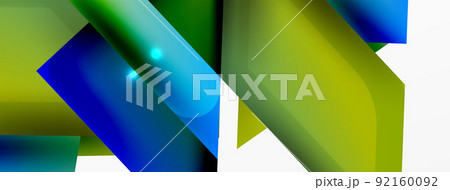 Dynamic 3d geometric abstract background. Triangles and other simple forms composition. Vector Illustration For Wallpaper, Banner, Background, Card, Book Illustration, landing page 92160092