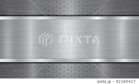 Metal background with holes and a polished plate Metal background with holes and a polished plate 92160427