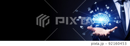 AI・人工知能イメージ　バナー・広告向け横長ビジュアル 92160453