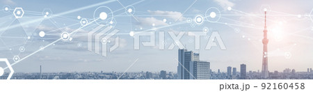 都市とネットワーク　バナー・広告向け横長ビジュアル 92160458