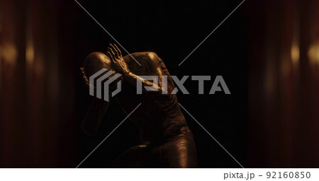 Image of human like monster in dark tunnel being stunned Image of human like monster in dark tunnel being stunned 92160850