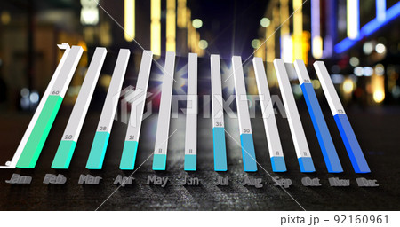 Image of calendar graph processing data over car on city street at night Image of calendar graph processing data over car on city street at night 92160961