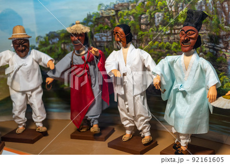 Folklore masks at Hahoe Mask Museum in Andong, South Korea 92161605