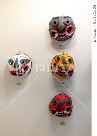 Folklore masks at Hahoe Mask Museum in Andong, South Korea Folklore masks at Hahoe Mask Museum in Andong, South Korea 92161608