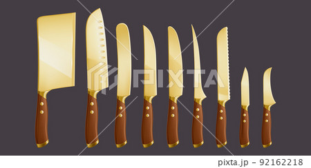 Kitchen knives, chef cutlery with golden blades 92162218