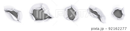 Holes in paper, pages with torn curve edges set Holes in paper, pages with torn curve edges set 92162277