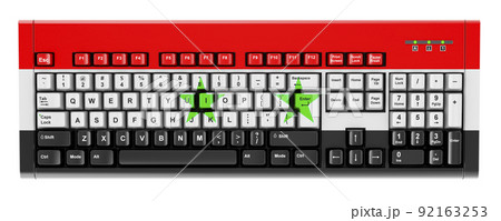Syrian flag painted on computer keyboard. 3D rendering Syrian flag painted on computer keyboard. 3D rendering 92163253