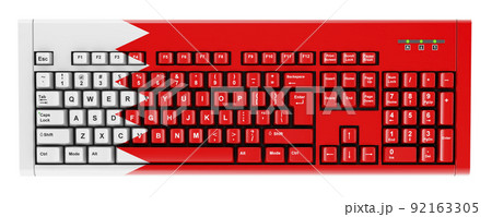 Bahraini flag painted on computer keyboard. 3D rendering 92163305