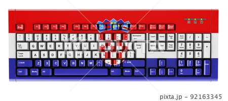 Croatian flag painted on computer keyboard. 3D rendering Croatian flag painted on computer keyboard. 3D rendering 92163345