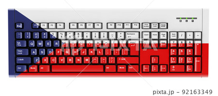Czech flag painted on computer keyboard. 3D rendering 92163349