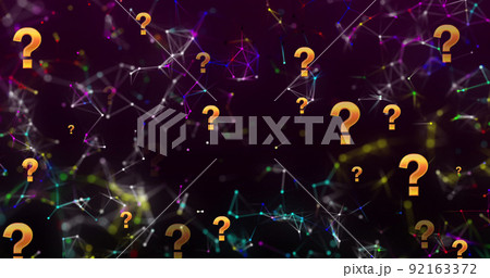 Image of question mark icons over network of...のイラスト素材 [92163372] - PIXTA