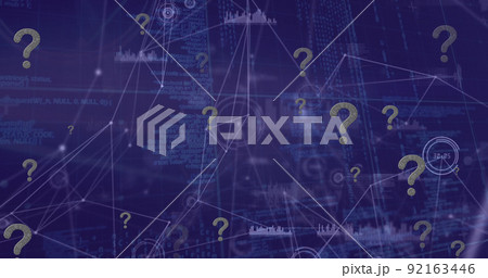Image of question mark icons over network of...のイラスト素材 [92163446] - PIXTA