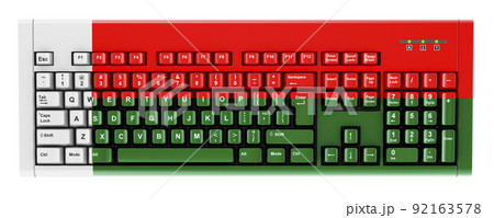Madagascar flag painted on computer keyboard. 3D rendering 92163578
