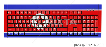 North Korean flag painted on computer keyboard. 3D rendering 92163599