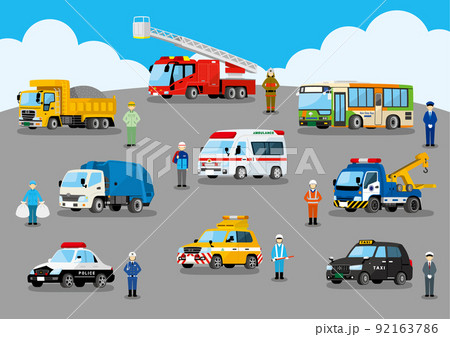 働く車と人物 92163786