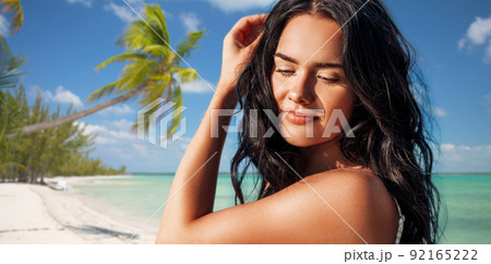 beautiful woman on exotic beach beautiful woman on exotic beach 92165222
