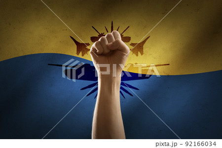 hand or fist fighting against war in ukraine 92166034