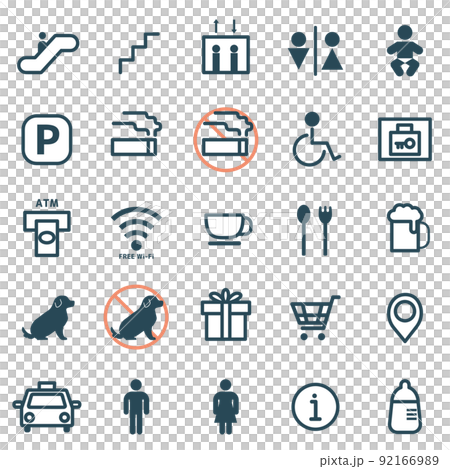 Facility information icon set 92166989