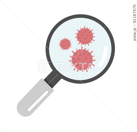 Magnifying glass with covid-19 icon 92167070