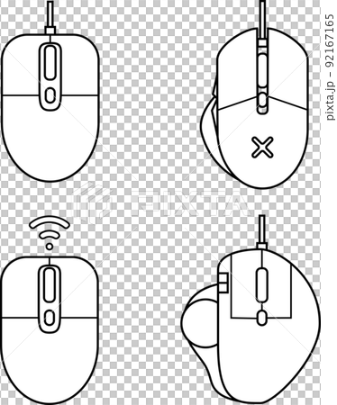 4 種類型的鼠標（有線、無線、遊戲、軌跡球） 92167165