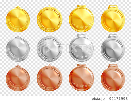 Realistic Medallions Transparent Set 92171998