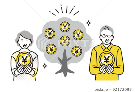 人物 資産運用した老後資金を摘み取るシニア夫婦 92172099