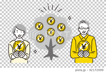 人物 資産運用した老後資金を摘み取るシニア夫婦 92172099