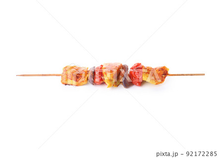 Tasty chicken shashlik isolated on white background Tasty chicken shashlik isolated on white background 92172285