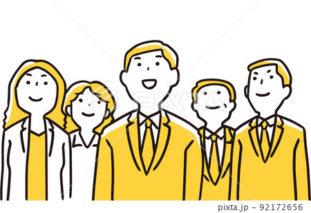同じ方向を見つめる5人の会社員 92172656