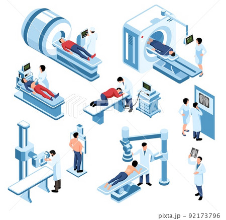 Isometric Ultrasound Xray Scan Diagnostic Icon Set 92173796