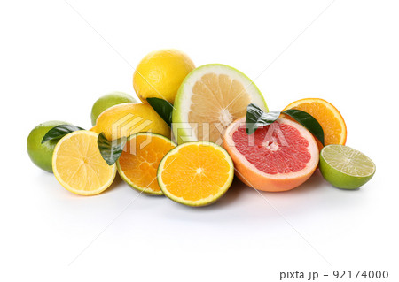 Heap of citrus fruits isolated on white background Heap of citrus fruits isolated on white background 92174000