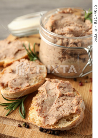 Concept of tasty food with pate sandwiches, close up 92174055