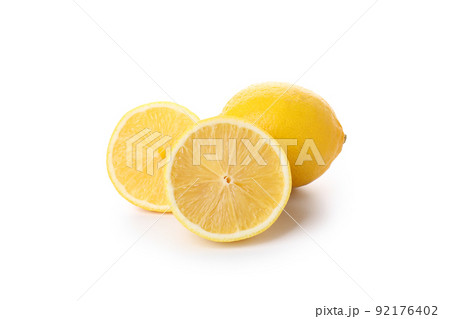 Lemon and halves isolated on white background Lemon and halves isolated on white background 92176402