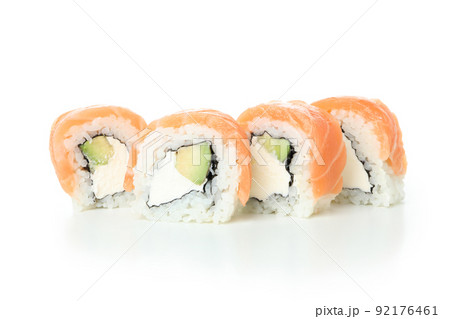 Group of Philadelphia rolls isolated on white background Group of Philadelphia rolls isolated on white background 92176461