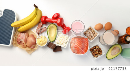 Concept of sports nutrition on white background 92177753
