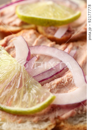 Pate sandwich, close up and selective focus 92177778