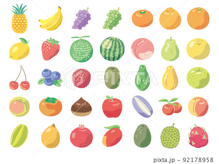食べ物_果物_主線無し_セット 食べ物_果物_主線無し_セット 92178958