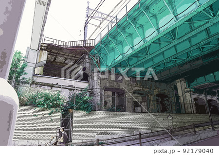 休日の秋葉原でショッピングを楽しむ人々や風景のイラスト 92179040