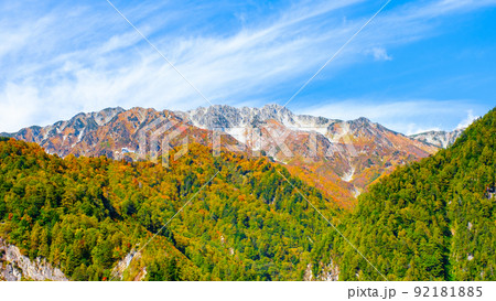 黒部ダムから見上げる秋の立山 黒部ダムから見上げる秋の立山 92181885