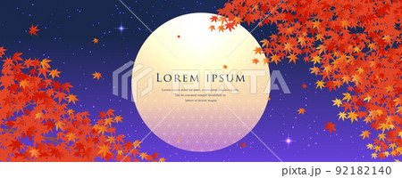 満月と紅葉の背景 92182140