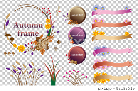 Autumn cute plant round frame material set Autumn cute plant round frame material set 92182519