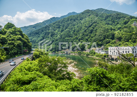 《長野県》木曽郡　南木曽町　木曽川　読書発電所 92182855