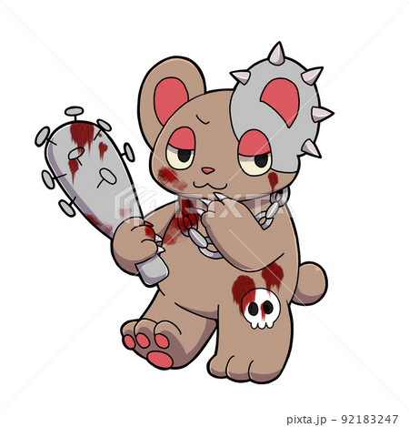 釘バッドくまちゃん・血糊のイラスト素材 [92183247] - PIXTA