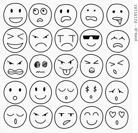 Collection of freehand drawing of emoticons. 92185183