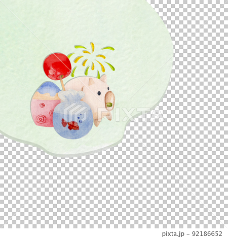 Watercolor illustration for japanese summer festival. (the set contains both individual elements; ready-made compositions and backgrounds) 92186652